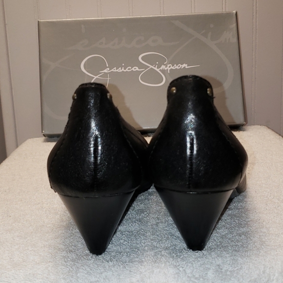 Jessica Simpson Ocho wedge heels,black leather, 7 - Picture 4 of 11